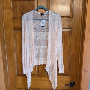 NWT Torrid Pink And White Lace Open Cardigan Size 2